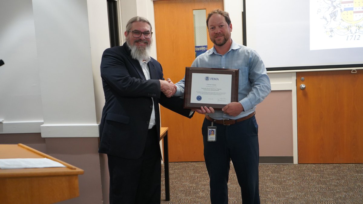 The Craven County has improved its Community Rating System (CRS) designation from Class 8 to Class 7. Craven County property owners in unincorporated areas will now see a 15% discount on their flood insurance premiums, up from a 10% discount previously.
cravencountync.gov/CivicAlerts.as…