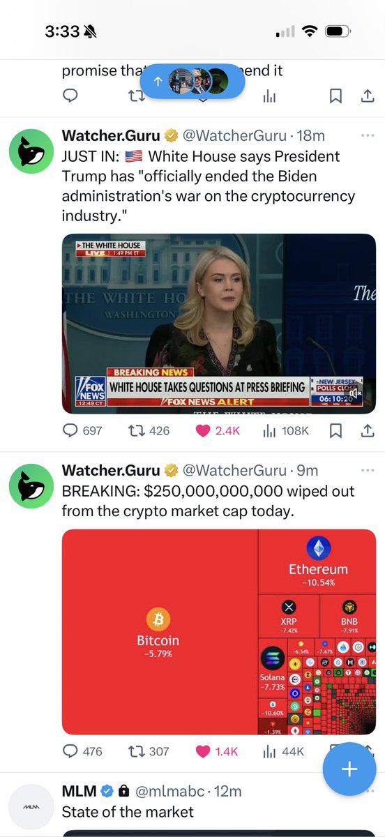 <a href="/WatcherGuru/">Watcher.Guru</a> The fact that these 2 posts are next to each other is diabolical lol