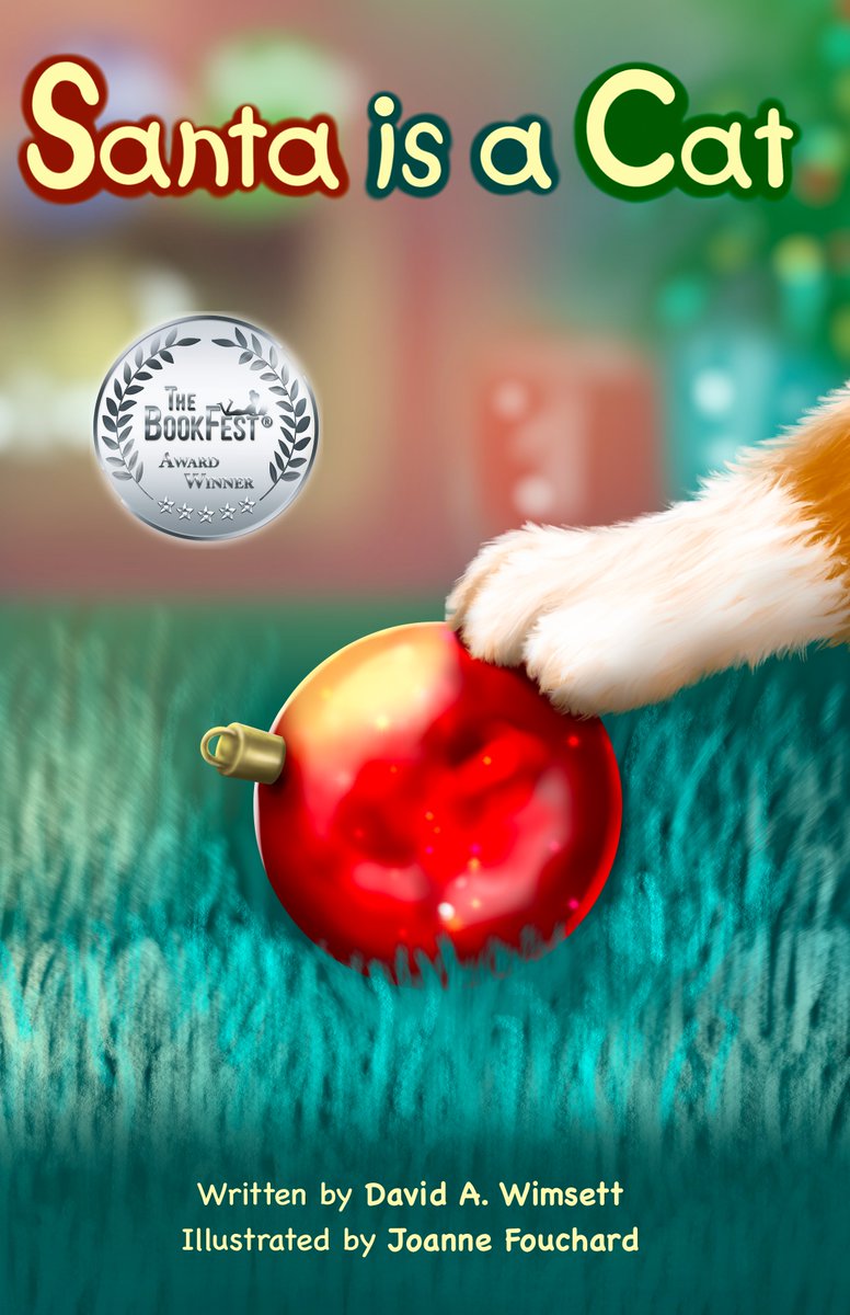 Santa is a Cat won a silver medal at the #BookFest Awards for children's animal, holiday books. tinyurl.com/siacuspo. #picturebooks #Christmas2025 #Christmasgifts #Awards #books #catlover
