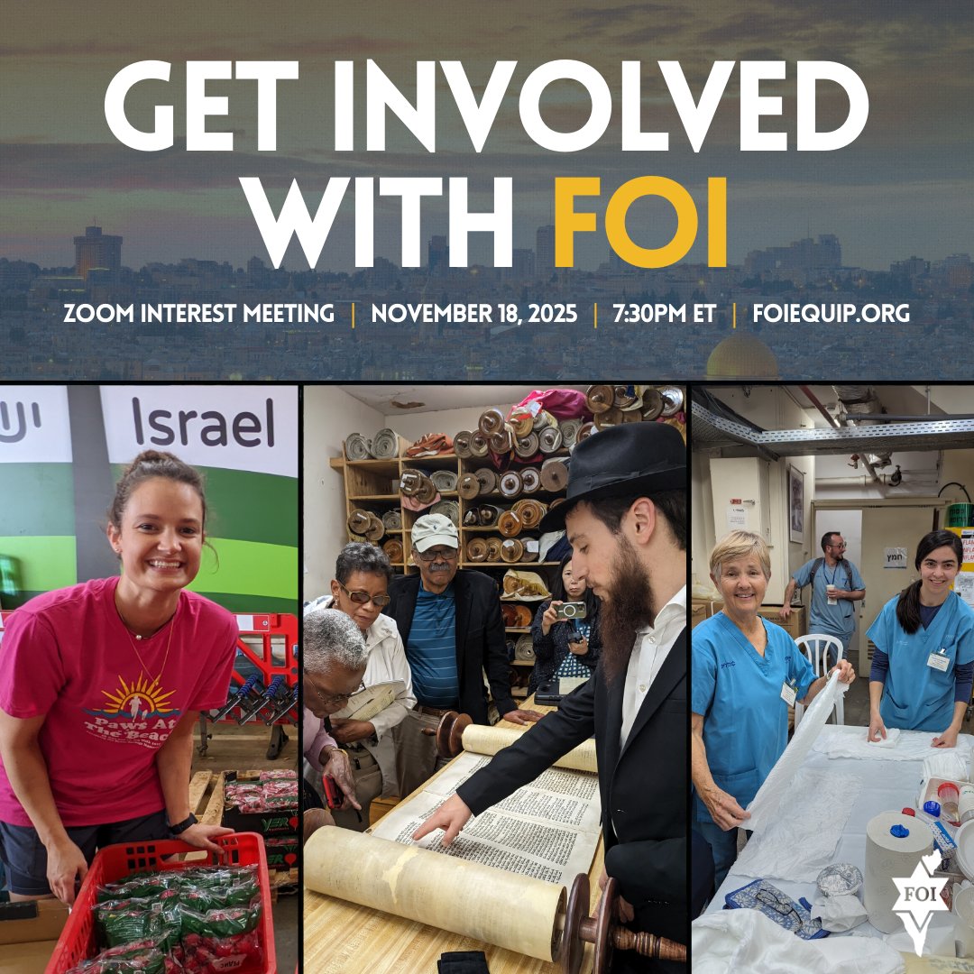 Get Involved with FOI Interest Meeting 👋🤩

📆 Date: November 18, 2025
⏰ Time: 7:30 PM ET
🔗 On Zoom

FOI staff and participants will introduce you to The Friends of Israel and various outreach opportunities!

Register for FREE >> gofoi.org/learnmore