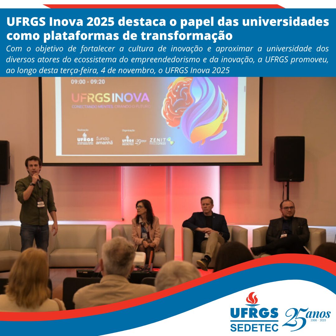 UFRGS Inova 2025 destaca o papel das universidades como plataformas de transformação

Saiba mais em: ufrgs.br/sedetec/ufrgs-…