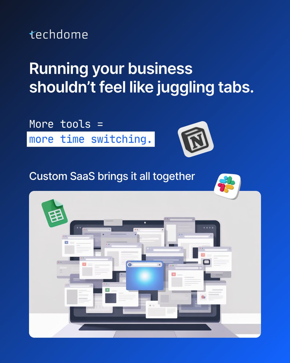 If you need 10+ tabs to run your #business, you don’t need more SaaS — you need better logic.⚙️

Running your business shouldn’t feel like juggling tabs.
CRM here. Invoices there. Analytics somewhere else.
That’s not efficiency — that’s tab fatigue.

Custom #SaaS unites your