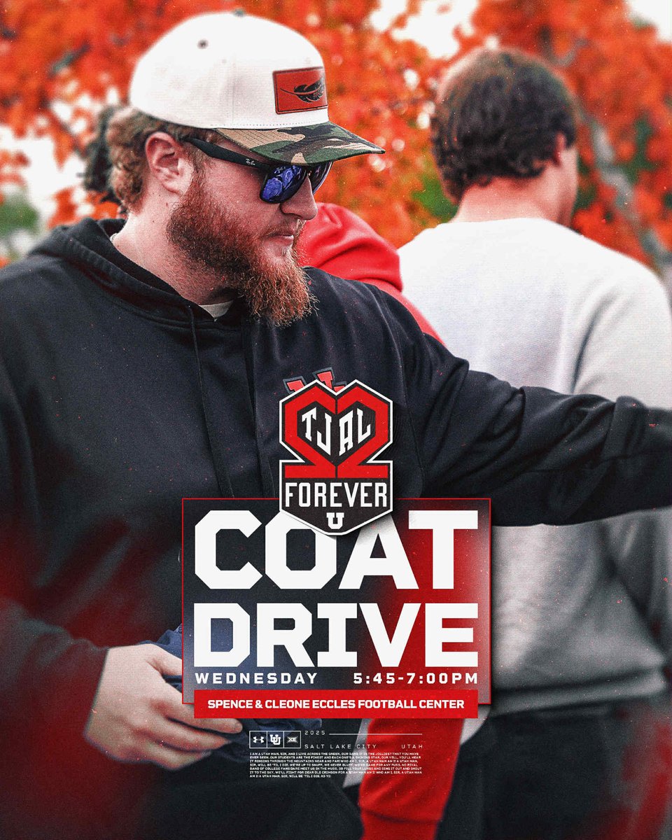 squeakyysteph87's tweet photo. 🧥 Coat Drive this Wednesday!
Honoring Aaron Lowe (22 Forever) with the Keep Em Smiling A.Lowe Foundation 💖
Drop off coats 5:45–7 PM at the Eccles Football Center or any drop-off location across the valley.
#22Forever #KeepEmSmiling #FamilyOn3 #LLAL #GoUtes https://t.co/7BU8WYHtoG