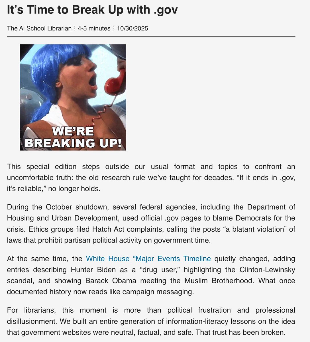 mcleod's tweet image. It&apos;s time to break up with .gov

bit.ly/4nJEXzD 

#edchat #edreform #edpolicy #edtech #edcolo #edutwitter #teachertwitter #k12 #edadmin #suptchat #edleaders #edleadership #principals