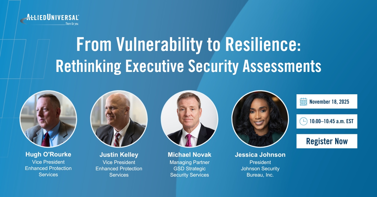 AlliedUniversal's tweet image. Are your executives protected?

Join us at ISC East on Nov 18 for an Executive Protection panel where our security experts share how intelligence and technology can enhance executive protection programs.

📍 Theater #2 (1A06) | 🕙 10:00–10:45 AM

#Executiveprotection