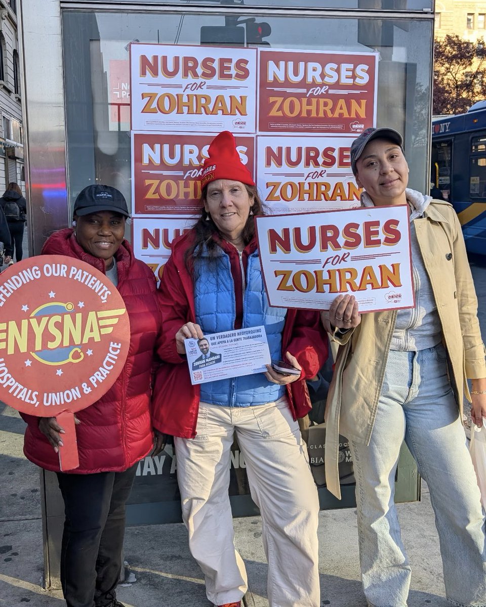 CentralLaborNYC's tweet image. This is a @nynurses / @CWADistrict1 stan account. All across NYC these MVPs have been doing the hard work of getting out the #UnionStrong vote for @ZohranKMamdani! Keep it going! 

#NYCLaborVotes