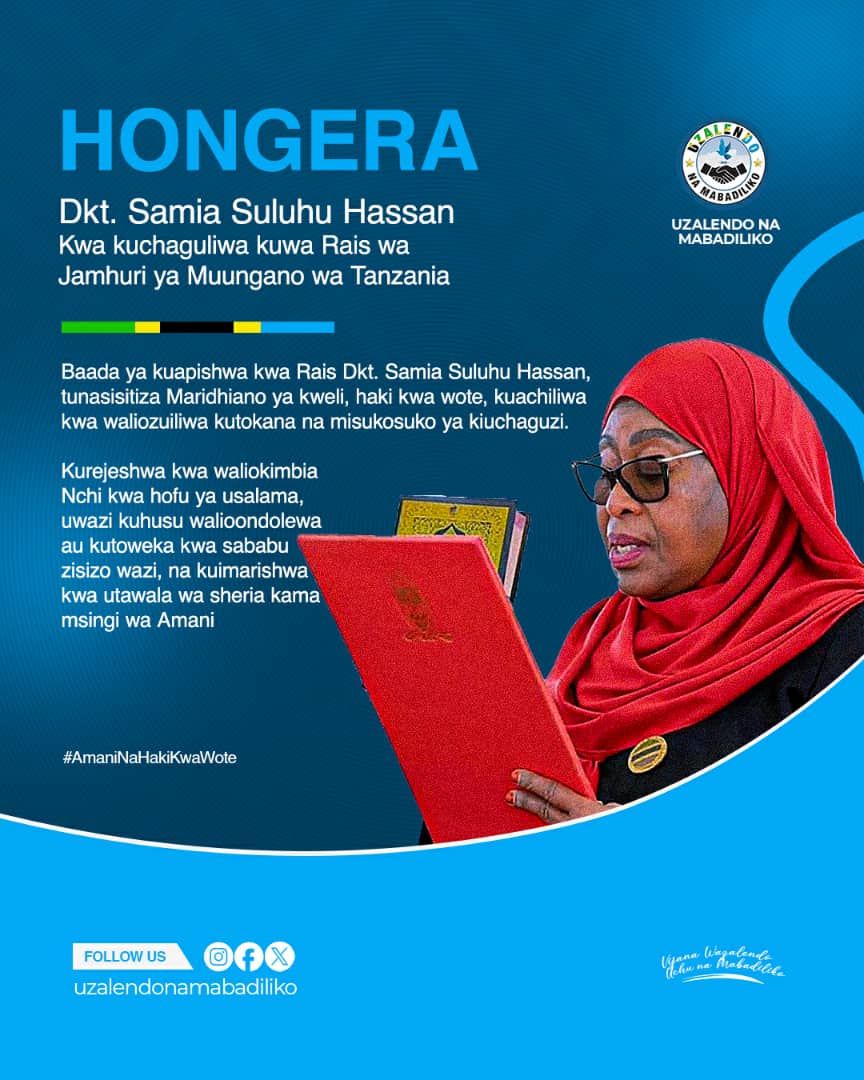 Uzalendoni's tweet photo. UJUMBE WA HONGERA kwa Dkt Samia Suluhu Hassan  @samia_suluhu_hassan
#AmaniNaHakiKwaWote

Cc @ikulu_mawasiliano @msemajimkuuwaserikali
@maelezonews https://t.co/8xZ0nwXJp2