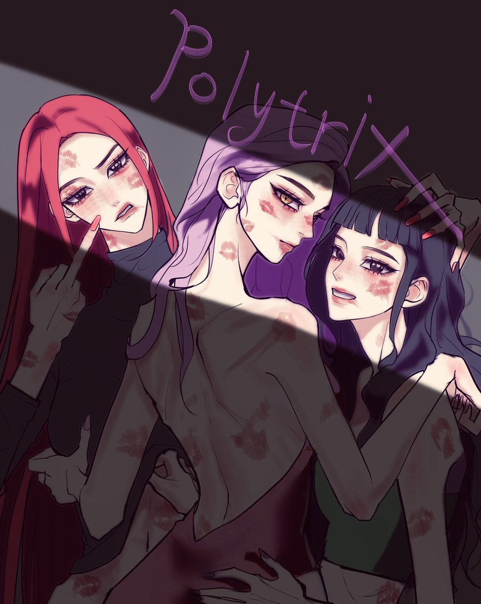 시간이 없어서 간단하게 마무리했어요
폴리트릭스는 처음 그려보는데, 
역시 셋은 하나..=(^.^)=🩷💜🖤
#polytrix