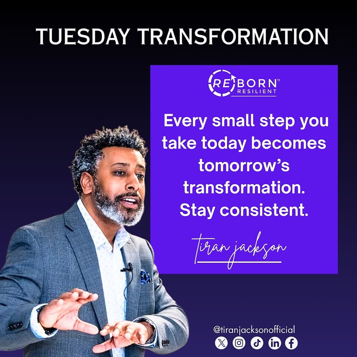 tiran_jackson's tweet photo. Consistency turns small steps into lasting transformation.✨

Follow Tiran Jackson 

#TuesdayTransformation #RebornResilient #TiranJackson #StayConsistent #KeepMovingForward #TransformationJourney #MotivationTuesday #GrowthMindset #DailyProgress #ResilientLiving https://t.co/aoATNn0l6m