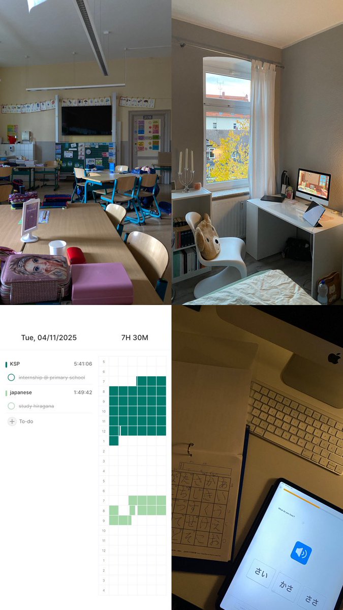 aprilsdiaries's tweet image. — 04.11.2025 

long time no study log because sometimes I just don’t do anything after my internship (tapped out 🥱 learning too much 👩🏻‍🏫) 

but today I managed to study japanese for 2 hours after I rested far too many hours!! 📔

#studylog #studytwt #studyspo #공부인증