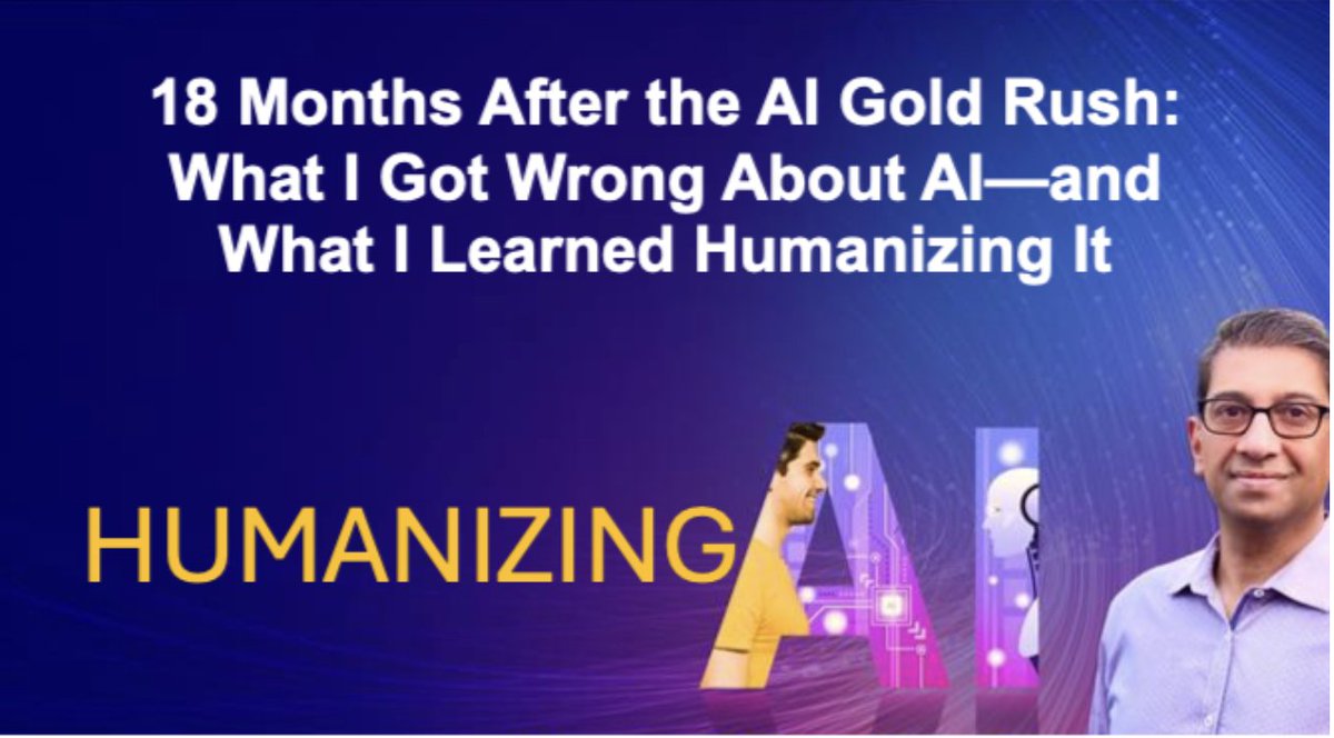 WhatIfSundeep's tweet photo. 18 months after the AI gold rush, I realized the hard part isn’t getting AI to work-it’s making it human.

After $1.9M+ in GenAI spend &amp; <30% of CEOs happy with results, 3 truths emerged:
🤖 AI ≠ connection 
✨ Authenticity scales
📈 Prediction > guessing

#GrowthMarketing #AI https://t.co/46Piv3AvTU