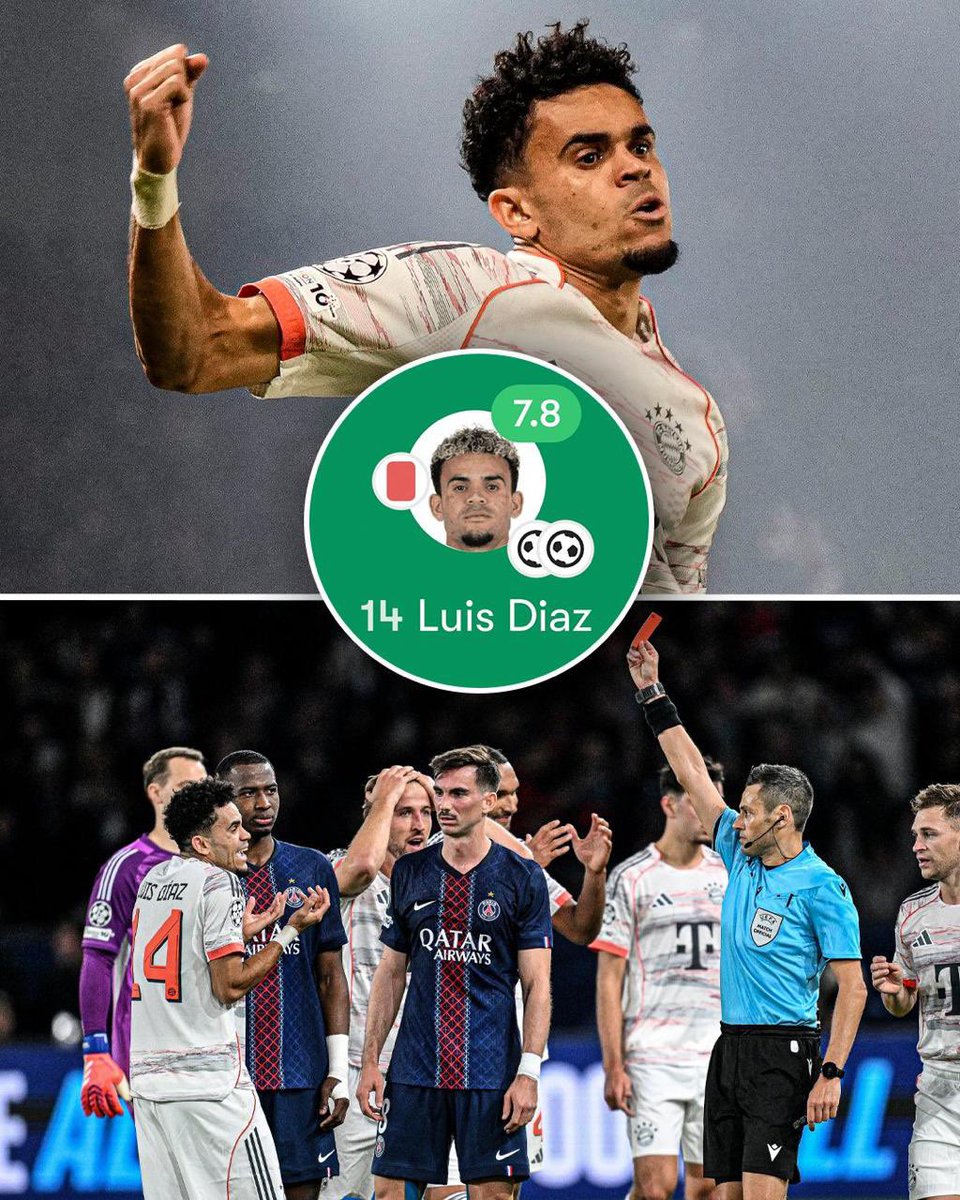 #لويس_دياز يصبح ثاني لاعب في تاريخ #دوري_أبطال_أوروبا يسجل هدفين ويتعرض للطرد في المباراة نفسها، بعد أنطوان #جريزمان في أكتوبر 2021 مع #أتلتيكو_مدريد أمام #ليفربول