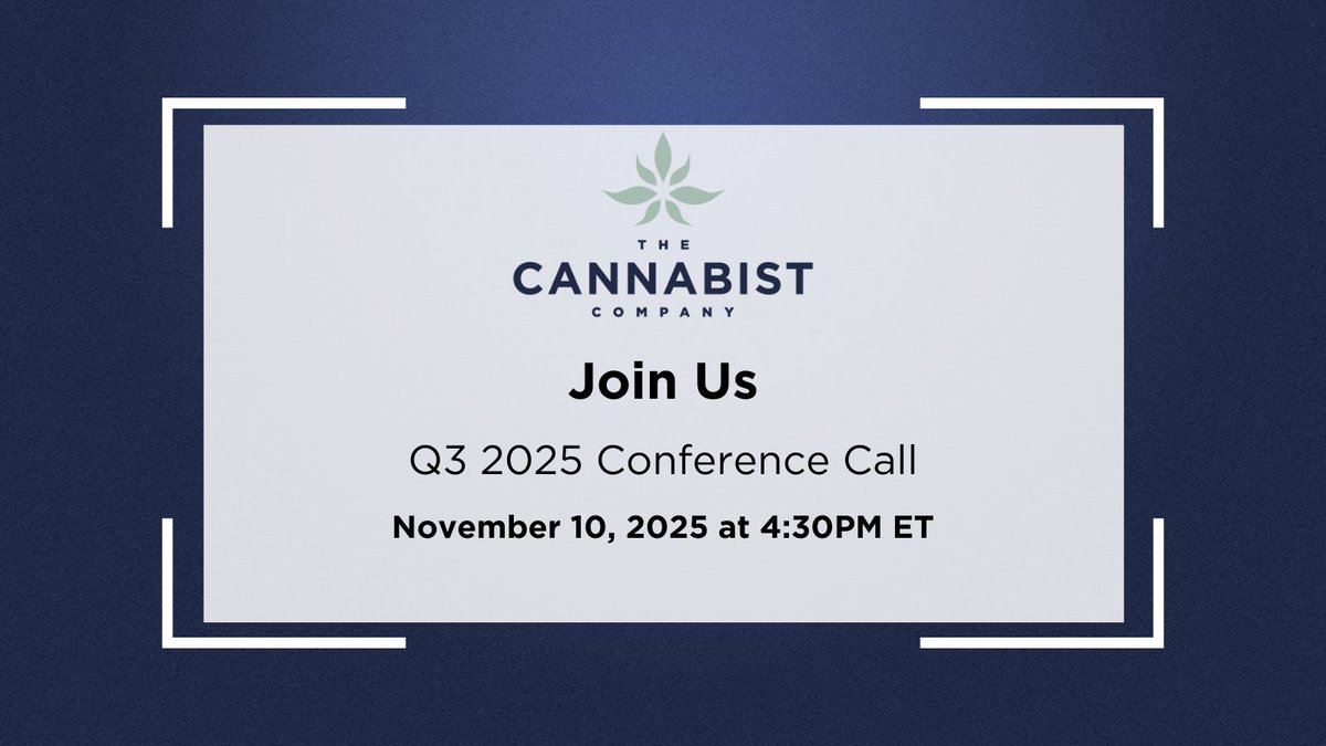 Q3 2025 earnings call will be held on November 10 at 4:30pm ET. Register here: register-conf.media-server.com/register/BI28a… $CBST $CBSTF