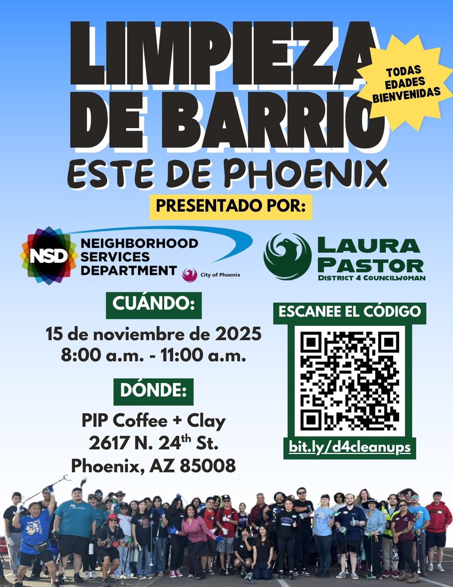 Next Saturday, November 15, we’re teaming up with the <a href="/PHXNeighborhood/">PHX Neighborhood Services</a> to clean and beautify the Grand Canal area in East Phoenix.

We’ll meet at PIP Coffee + Clay before heading out to the canal for the cleanup.

📅 Saturday, November 15 | 8:00 – 11:00 a.m.
📍 PIP Coffee + Clay