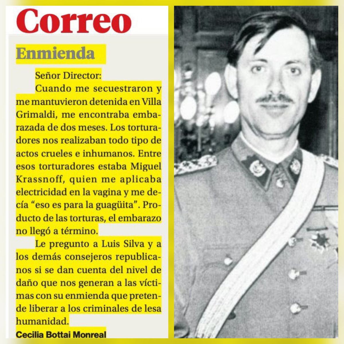🔴 Lea lo que justifica la ultra derecha en Chile. No, no es venganza, es justicia.

Cuando me secuestraron y me mantuvieron detenida en Villa Grimaldi, me encontraba embarazada de dos meses. Los torturadores nos realizaban todo tipo de actos crueles e inhumanos. Entre esos