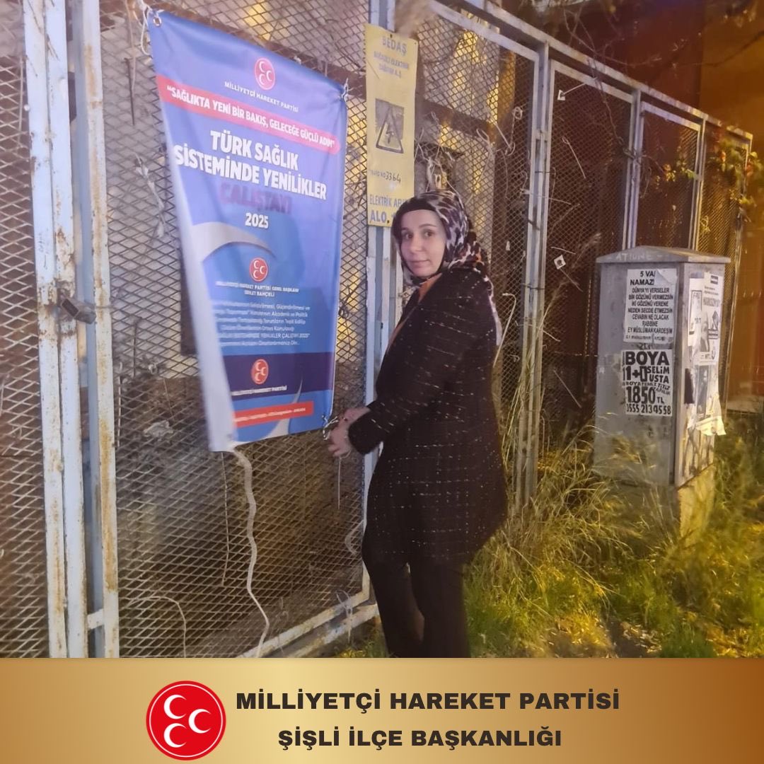 Türk sağlık sisteminde yenilikler çalıştay duyurumuzu Şişli bölgenizde afiş çalışması yaparak tüm halkımıza duyurduk.⁦<a href="/_MHPistanbul_/">MHP İstanbul</a>⁩ ⁦<a href="/bilaltekin34/">BİLAL TEKİN</a>⁩ ⁦<a href="/ouz_cabbar/">Oğuz Tolga Cabbar</a>⁩ ⁦<a href="/mhp_sisli/">MHP ŞİŞLİ</a>⁩