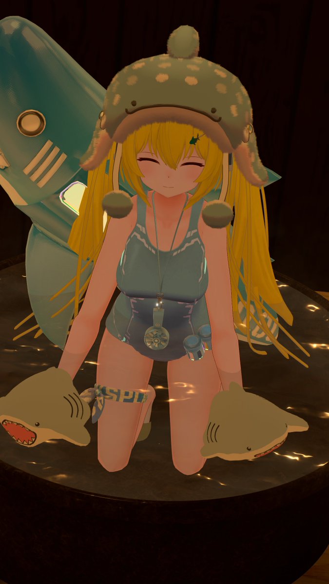 おはしゃーく！すいよー！
水曜日なので水着のきゃっとです。
サメいっぱいで温泉に浸かると、フカヒレスープを作ってる気分！ヒレだけじゃなく全身ですけどね。
……恥ずかしいので飲んだらダメですよ？