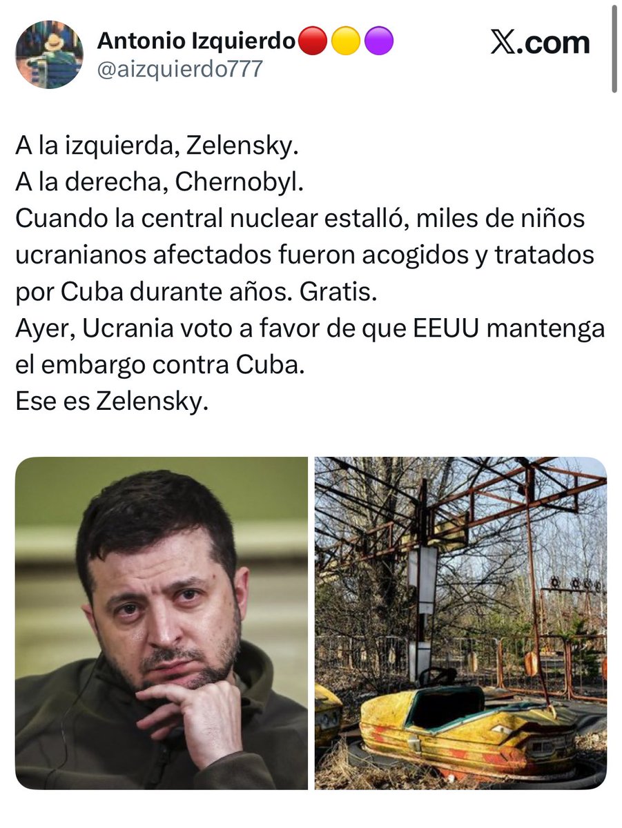 scale9b's tweet image. A ver subnormal…
No sería porque Cuba era satélite de la URRSS y trasladándolos allí no se exponía a la radiación a la población rusa y podría ocultarse a la prensa el número de víctimas y la gravedad de su estado? 
No?
Ahhhhhhhh vale