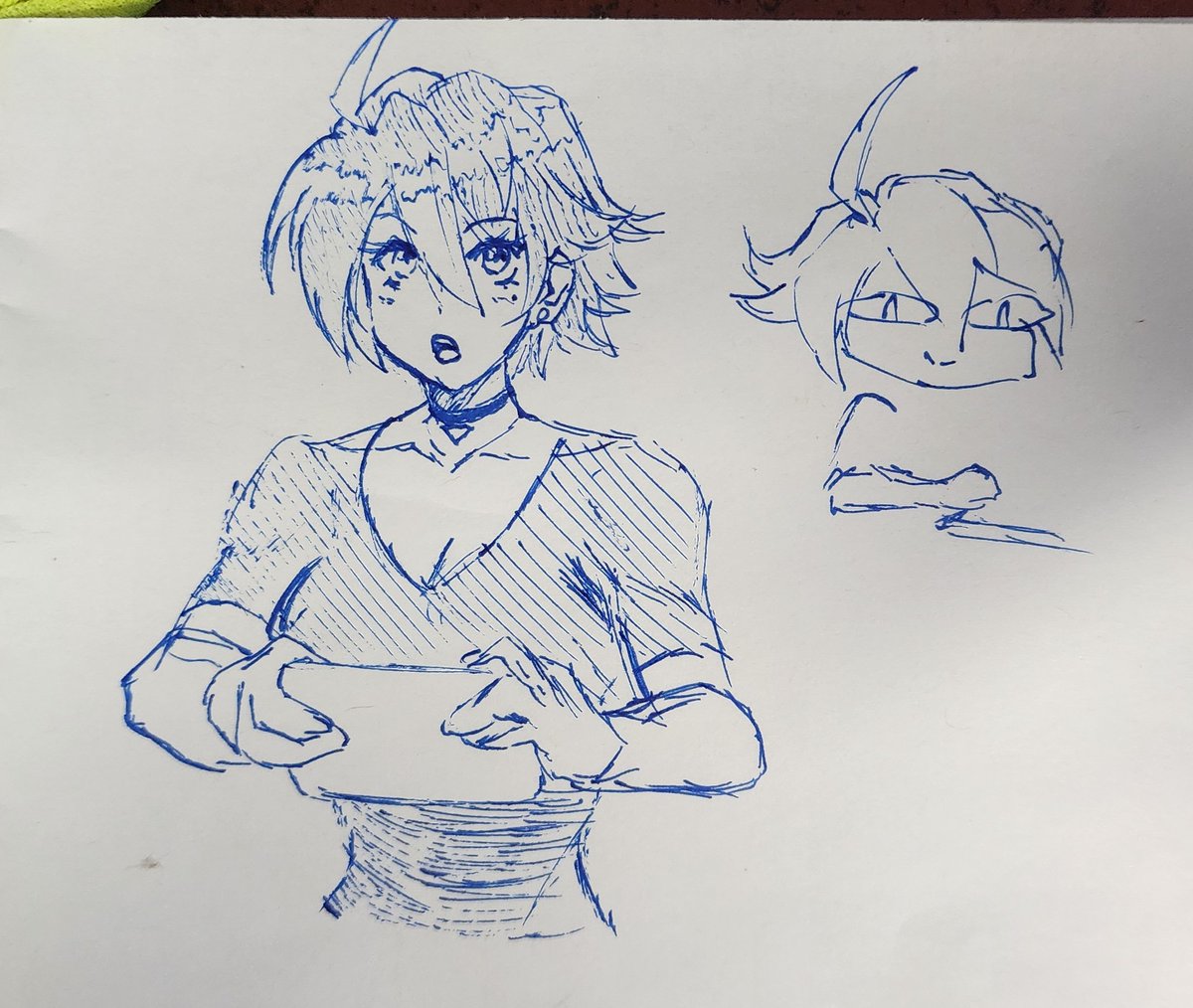 Sketch of Maxine. 
This pen sucks balls.
I'm going to invest in some pencils and stuff for later sketches.