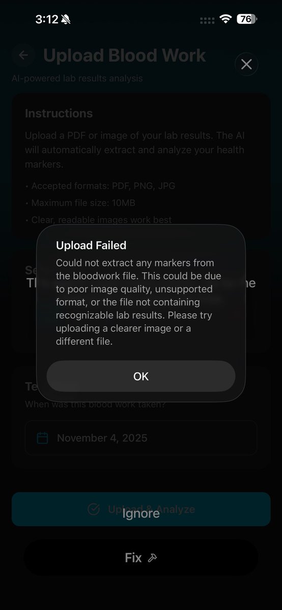 kylekane's tweet photo. Day 10 Part 3: Build in Public
AI Supplement App
Join the waitlist. 
https://t.co/AmozLvHxIM

Reworking the entire bloodwork portion because @OpenAI hates me. https://t.co/eThHrjX5gp