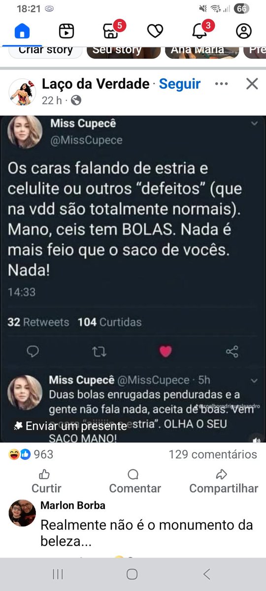 Alá, quem tá famosa no Facebook <a href="/MissCupece/">Miss Cupecê 👸🏽</a>
