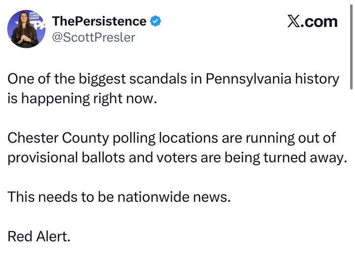 TeejayMoana's tweet photo. Happening now: @ScottPresler wrote this less than an hour ago. The #democrats are going to steal #NJ and #NYC elections, again! Share this. #electionfraud #electionscams #election #VoteRed #VoteGOP https://t.co/vcA4g6gs3F
