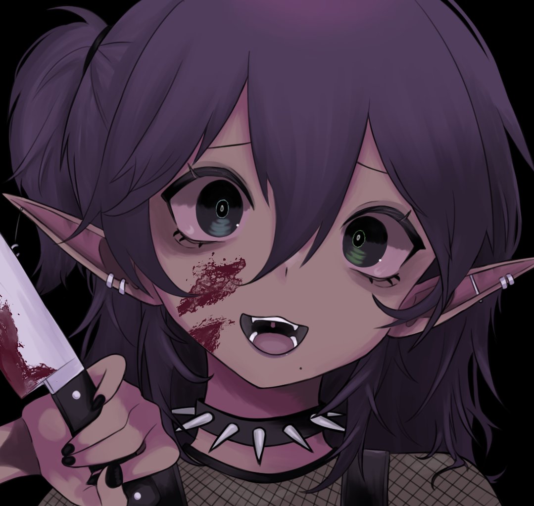 it's okay I-I promise he didn't feel any pain I was very quick! s-sorry for the mess, but now we can be together forever! 💀

you'll never leave me, right?

super pretty art by <a href="/noireVT/">noi 👾 ✧ retro + horror vtuber</a>💜// #NewProfilePic #MavethART