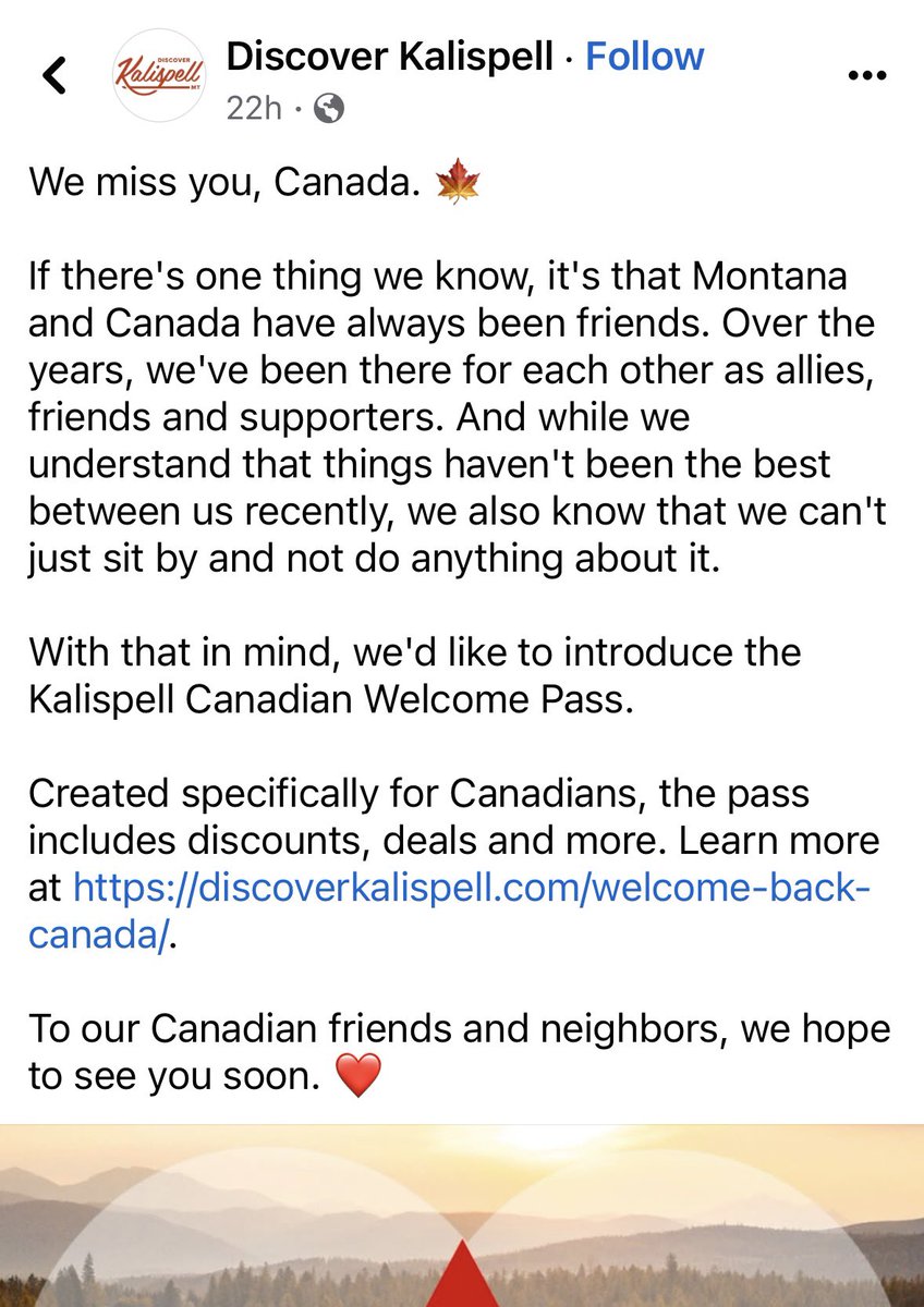 This is a plea from Northern Montana’s biz community to the country we have somehow pissed off w MAGA tariffs, takeover threats and all manner of GOP idiocy.  Times are tough here. Trump and his supplicants <a href="/SteveDaines/">Steve Daines</a> and <a href="/RyanZinke/">Ryan Zinke</a> don’t give a damn if business die.