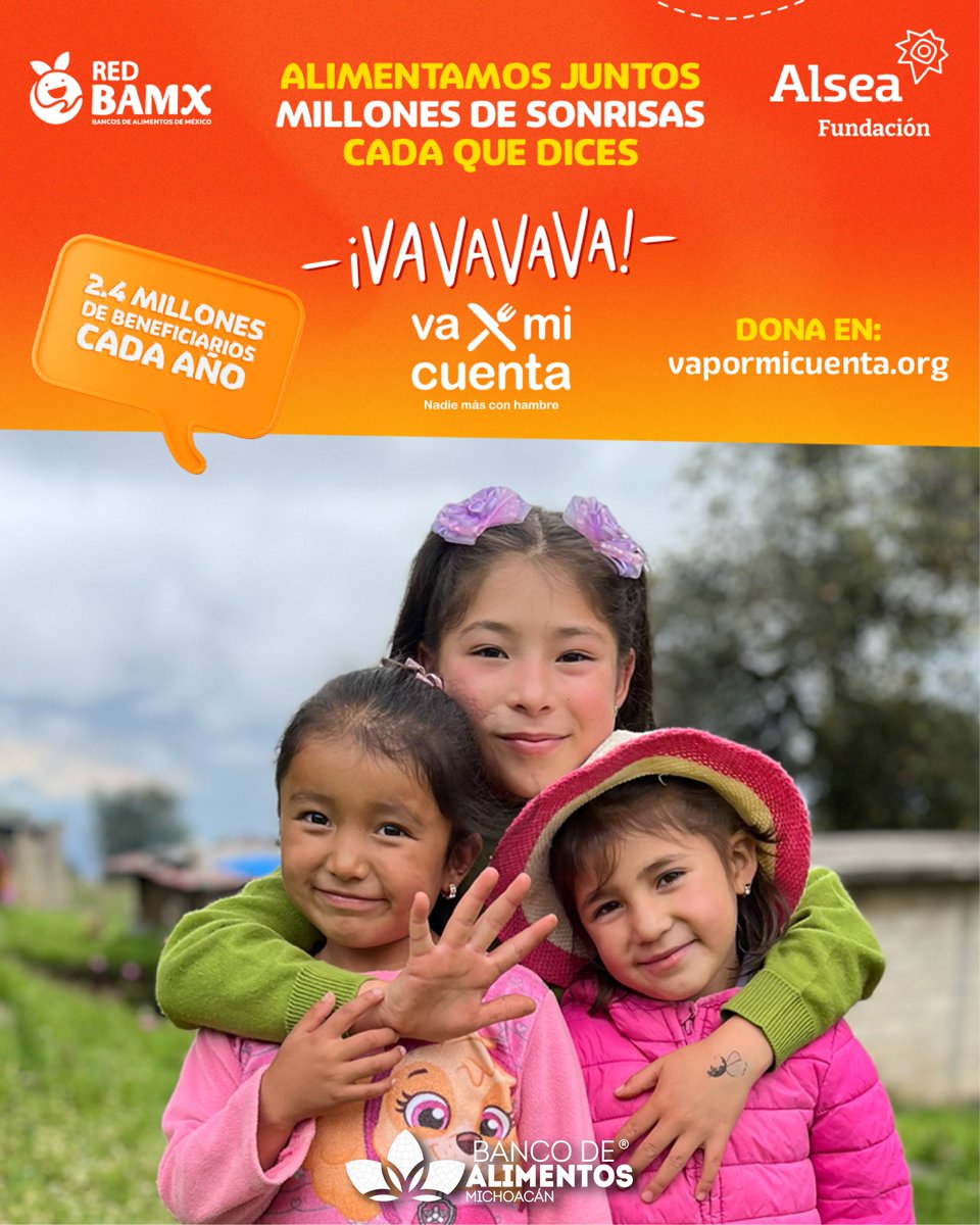 ¡Decir “Va, va, va, va!” también alimenta! 🙌

 Con <a href="/VaXMiCuenta/">Va Por Mi Cuenta</a> , llevamos comida y esperanza a millones de familias en México.

 Porque juntos, alimentamos sonrisas. 💚

#bamxMichoacán #VaxMiCuenta #RedBamx #NadieDeberíaTenerHambre