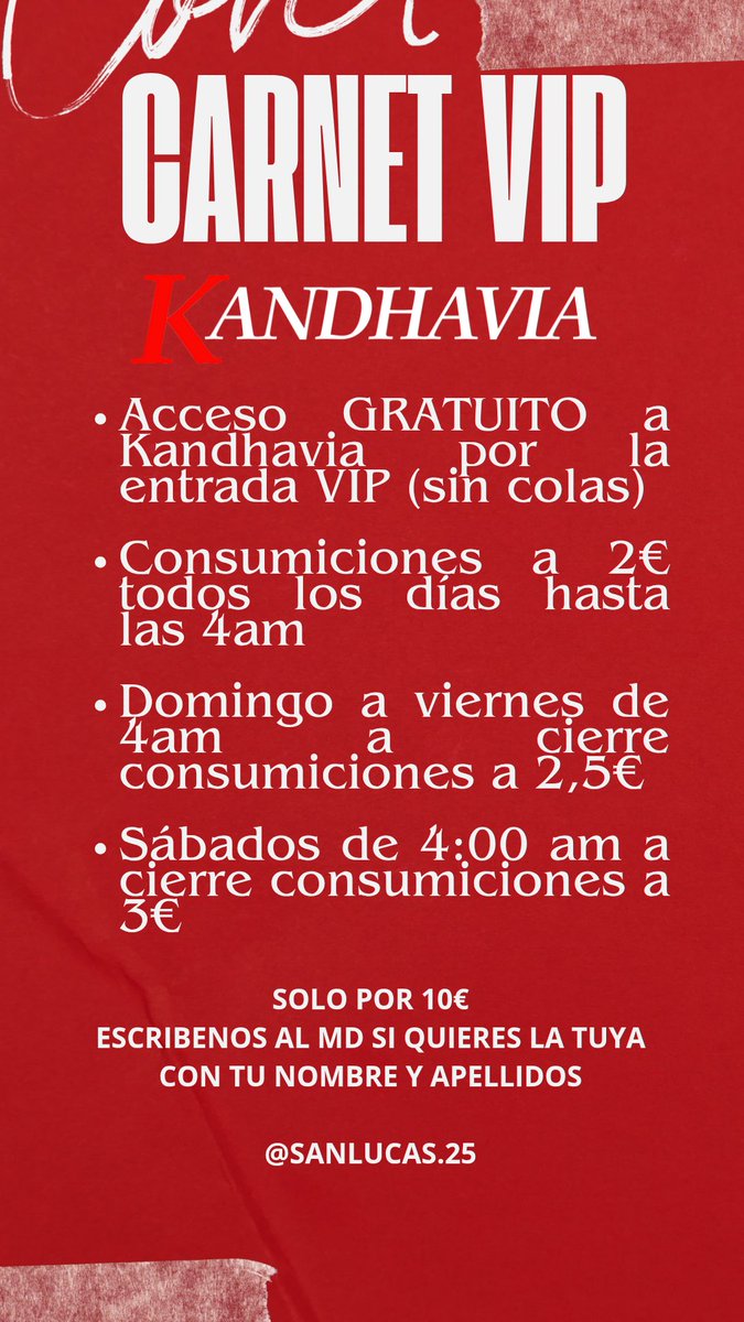 Traemos una sorpresa... 🥁

VENTA DE CARNETS VIP DE KANDAVIA solo por 10€ 📍Salamanca
 
Para conseguirlo deja tu nombre y apellidos
