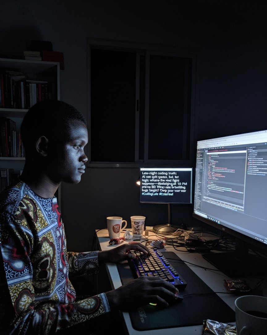 ImmaculRichie's tweet image. Late-night coding truth: AI can spit syntax, but logic is where the real fight happens debugging at 10 PM proves it! Who else is battling bugs tonight? Drop your war stories!  #DevLife #CodingLate