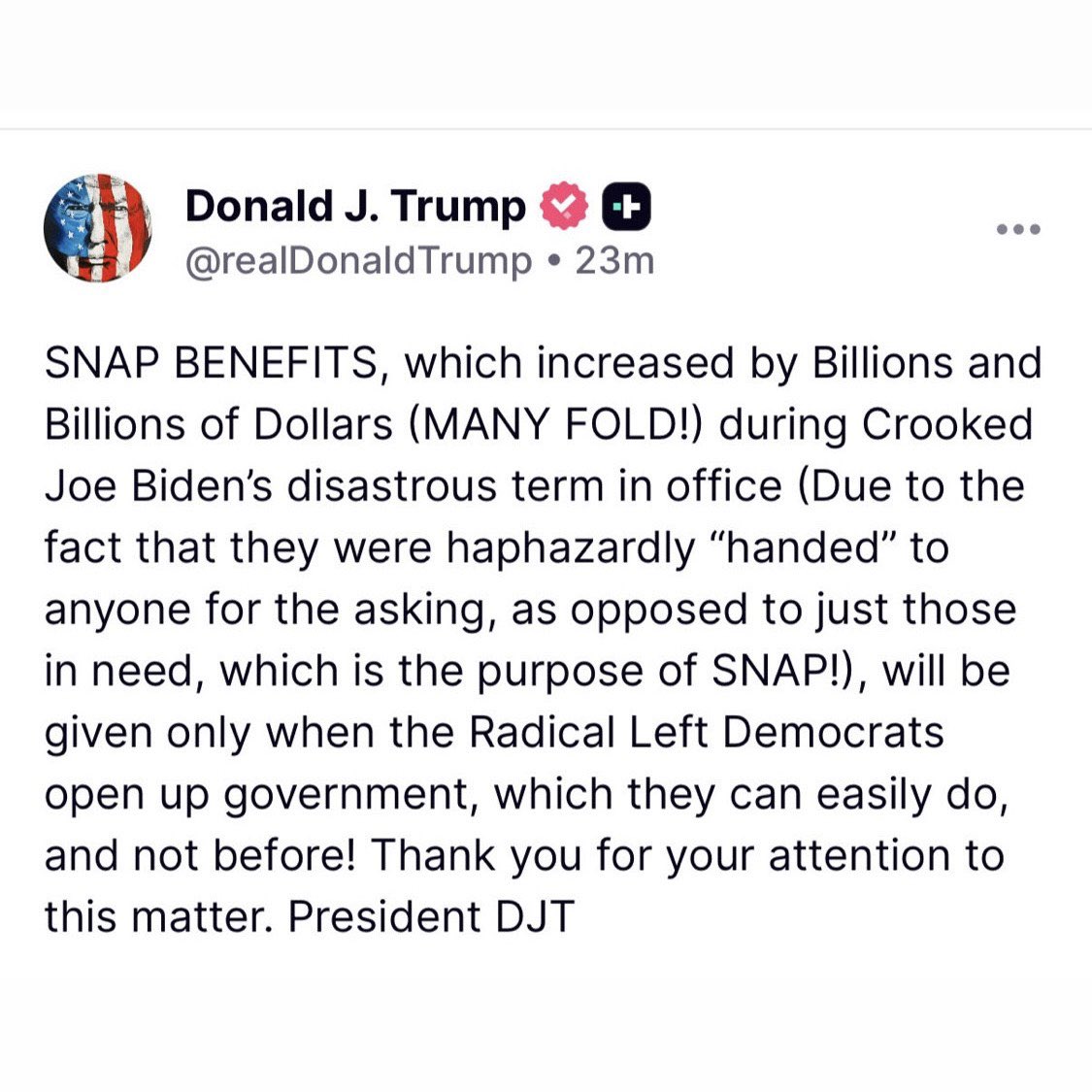 This is illegal. Plain and simple.

Donald Trump is playing political games with food for hungry Americans. Disgusting.