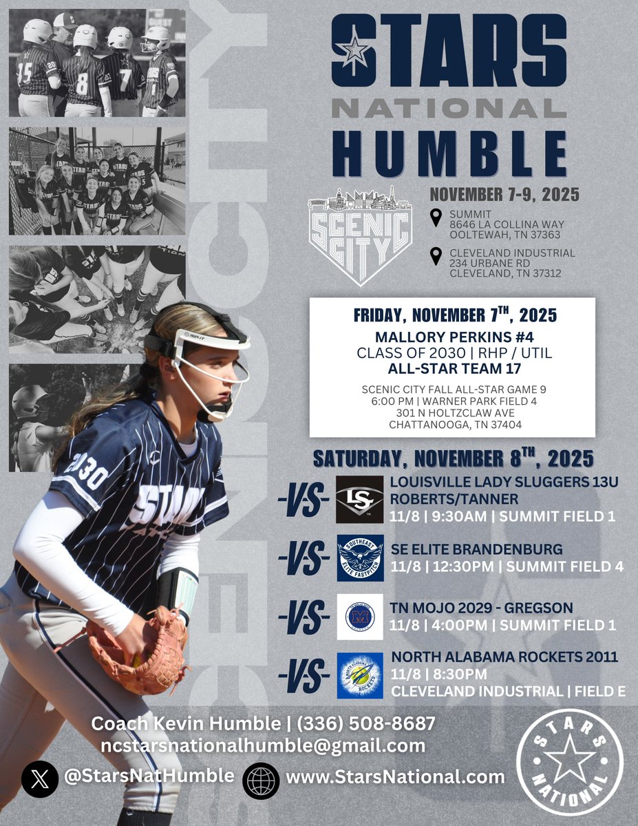 Excited for the Scenic City All-Star game on Friday and then to compete with my <a href="/StarsNatHumble/">NC Stars National Humble</a>  teammates this weekend. Let’s finish the year strong! 

#ScenicCity #StarsNational #Softball #Classof2030 #extraimpactambassador
<a href="/ConnectSports_/">Connect Sports</a> 
<a href="/starsnationalfp/">Stars Organization</a> 
<a href="/JamesLaughren/">james laughren</a>