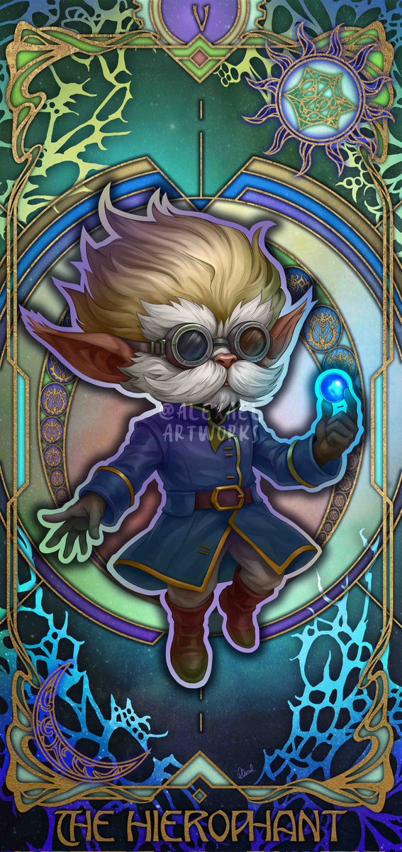 Here’s Heimerdinger’s card for my Arcane tarot: knowledge, culture, wisdom, and a touch of rigidity. ⚙️ I’m working on Viktor next, can’t wait to show you tomorrow!

#arcane #arcanefanart
