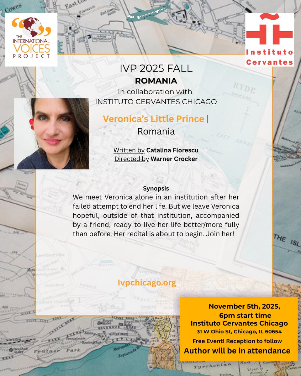 RomaniaNY's tweet photo. #WeRecommend 
🎭A powerful cultural event in Chicago this Wed, Nov 5 at Instituto Cervantes, part of the International Voices Project 2025.
📅 Nov 5, 6–9 PM
📍 31 W Ohio St., Chicago
ℹ️ Free admission
🔗 https://t.co/Escw4PAhcB https://t.co/cjFO71l28y