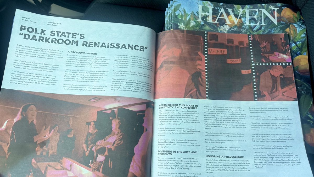 Grab a copy of this month's HAVEN magazine to see Polk State's "darkroom renaissance" in print! havenmagazines.com/post/polk-stat…

Interested in a photography class? Email sbrewington@polk.edu.