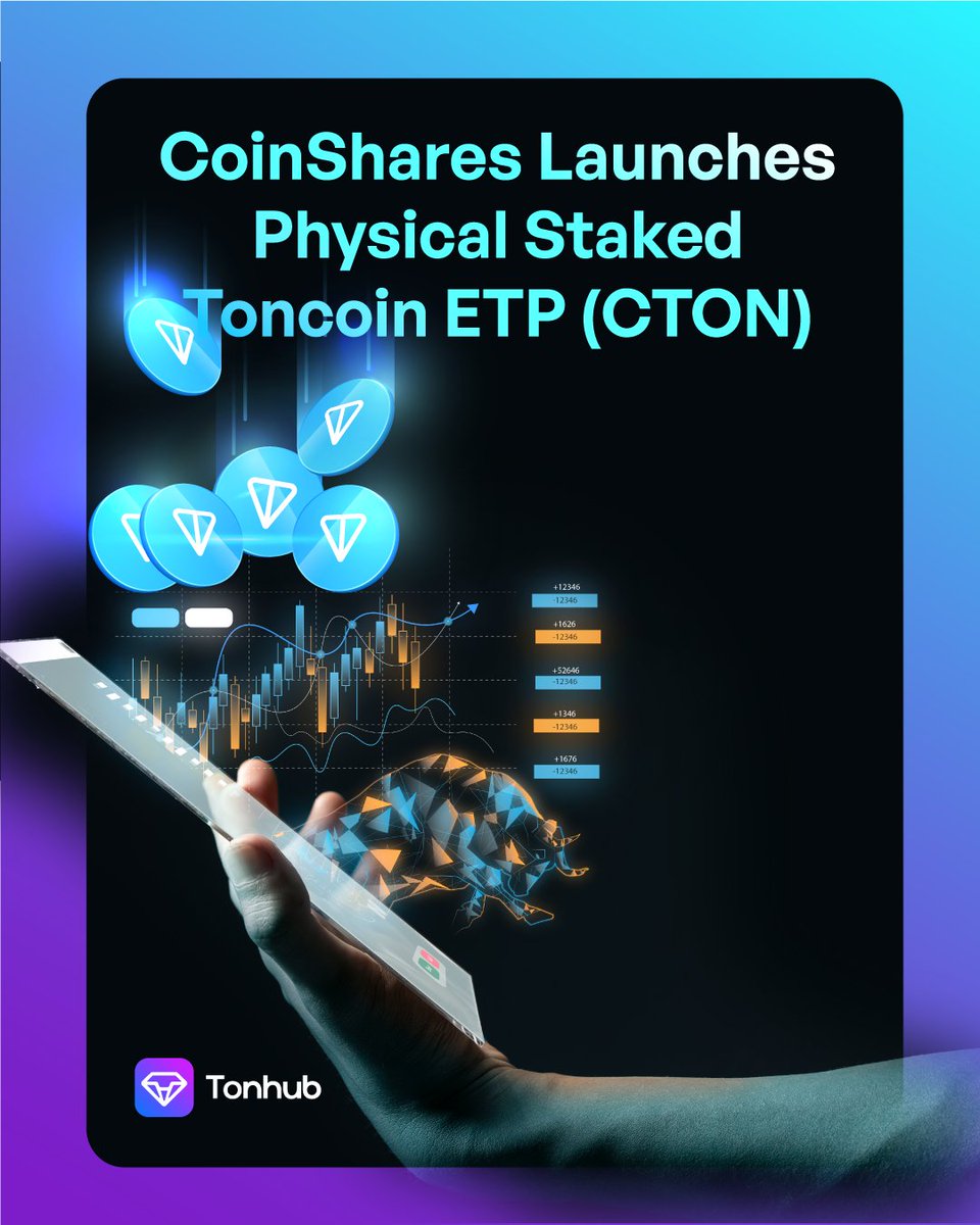 tonhub_official's tweet photo. Huge news!
CoinShares has just launched the first Toncoin #ETP (CTON) on the SIX Swiss Exchange, featuring 0% management fees and a 2% built-in staking #yield. 🔥
Institutional recognition. Zero fees. Real yield.
#TON is going mainstream. 💎
#TON #Toncoin #Tonhub #Crypto https://t.co/MtgrD5Eweh