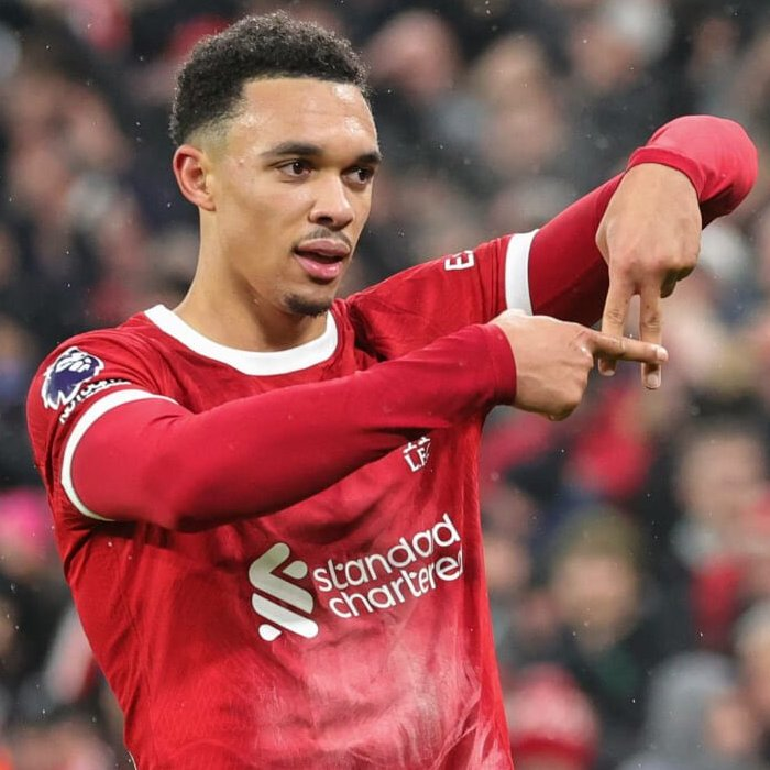 TouchlineX's tweet photo. 🚨 𝗡𝗘𝗪: Alexis Mac Allister made Trent's celebration when he scored vs. Real Madrid today. 😳 https://t.co/ho5a8AOeSZ