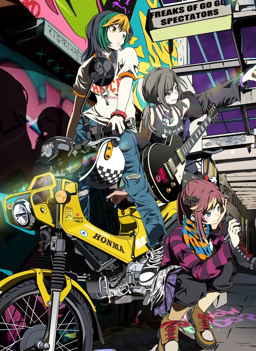 #絵柄が好みって人にフォローされたい 
アー写撮影中のガールズバンド🎸