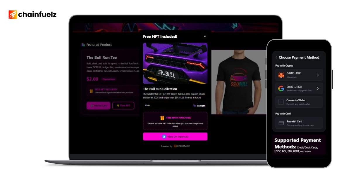 Blockchain shouldn’t feel like blockchain.

Users don’t want to learn Web3 — they just want things that work.

That’s why we built 2 simple flows:
💡 Launch branded wallets + collect emails
🛍️ Link products to digital rewards
Now users can buy with crypto or purchase crypto with