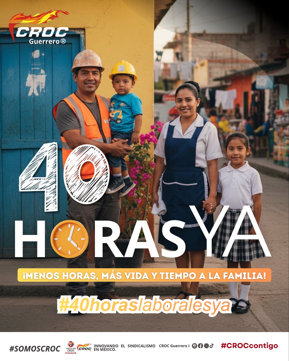 CROCGRO's tweet photo. Reducir la jornada laboral no significa disminuir la productividad, significa elevar la calidad de vida, abrir las puertas a un modelo laboral más justo, humano y moderno, que promueva el equilibrio entre el trabajo y la vida cotidiana. @Mx_Diputados 

#40horaslaboralesYa https://t.co/6Zjc9x8AGX