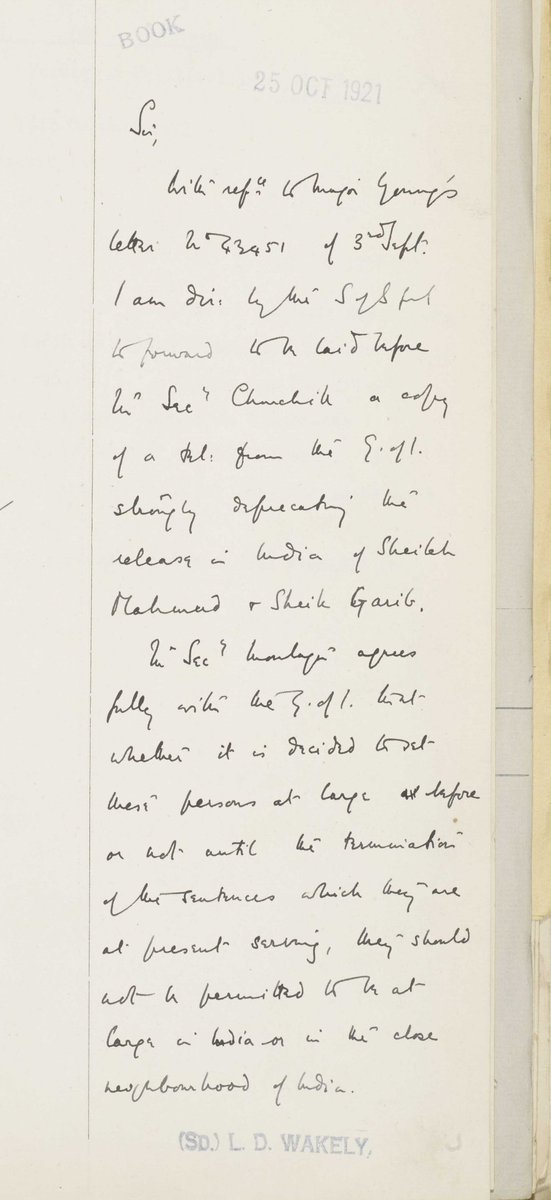 IOR/L/PS/10/833- İngiliz İstihbarat Raporu:

— İngilizlere isyan eden Hilafetçi Nakşi Kürt Lider Şeyh Mahmud, İngilizlerce yakalanmış sonra bir yolla serbest bırakılmış. 

— İngiliz yetkililer ve Churchill, serbest kalmasına şiddetle karşı çıkıyor: sebebi ise Panislamcı olması.