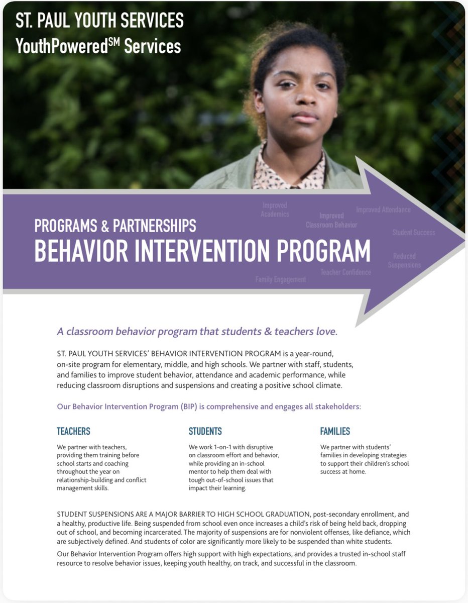 StPaulYouthSvcs's tweet image. At school, our Behavior Intervention Program (BIP) is transforming classrooms and futures.

📈 91% of youth improved behavior
📚 83% improved attendance
⭐️ 81% improved academic performance

Positive relationships change outcomes.

Learn more: spys.org/behavior-inter…