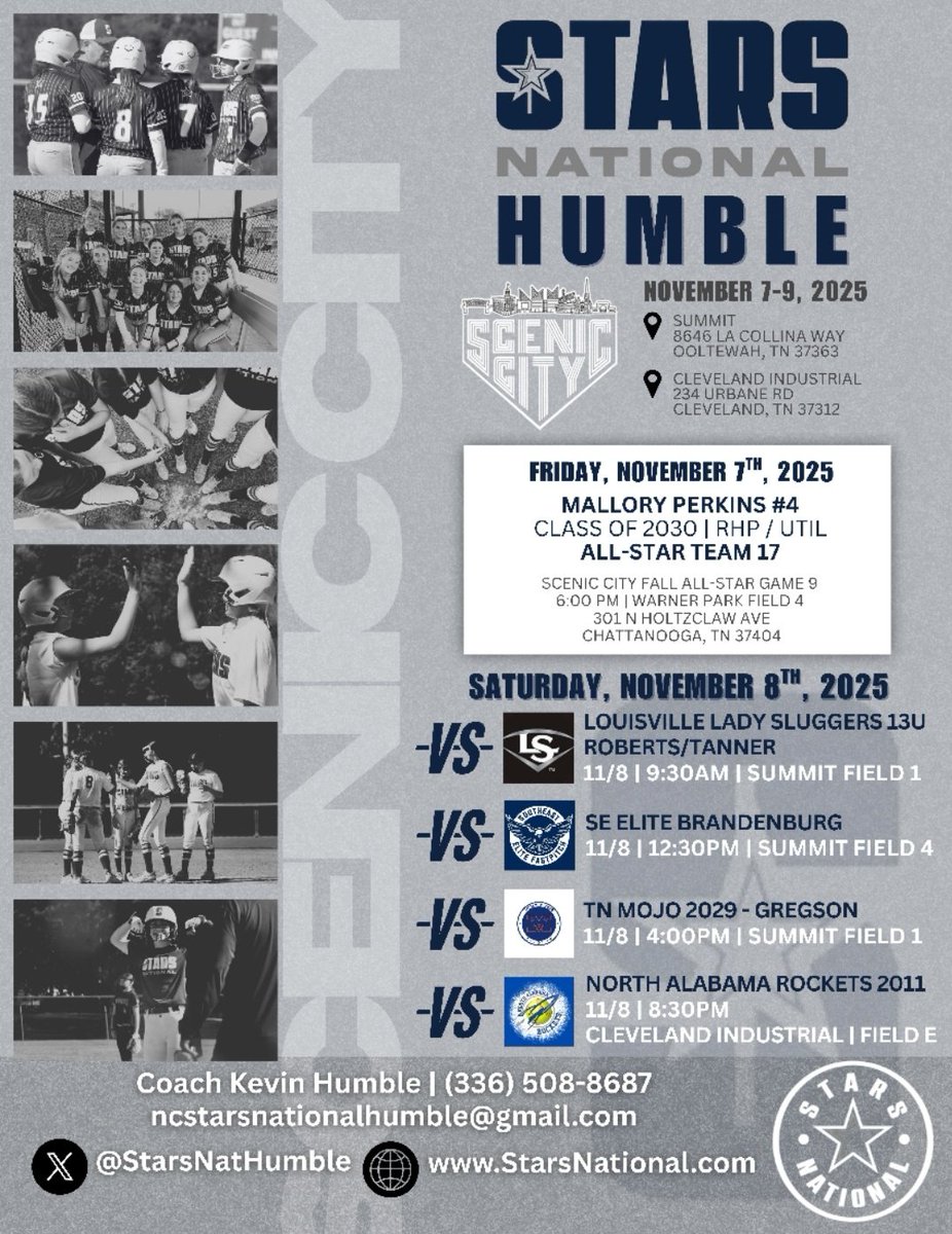 NC Stars National Humble 14u is headed to Chattanooga, TN to play Scenic City. Wish the girls luck.