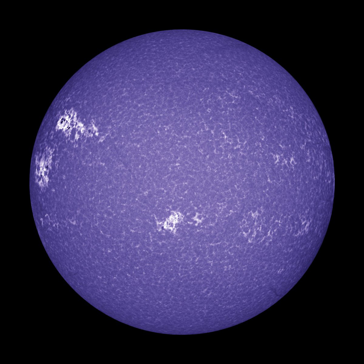 The Sun on Nov 4, 2025 in hydrogen-alpha, hydrogen-beta, helium (D3), and calcium-H.