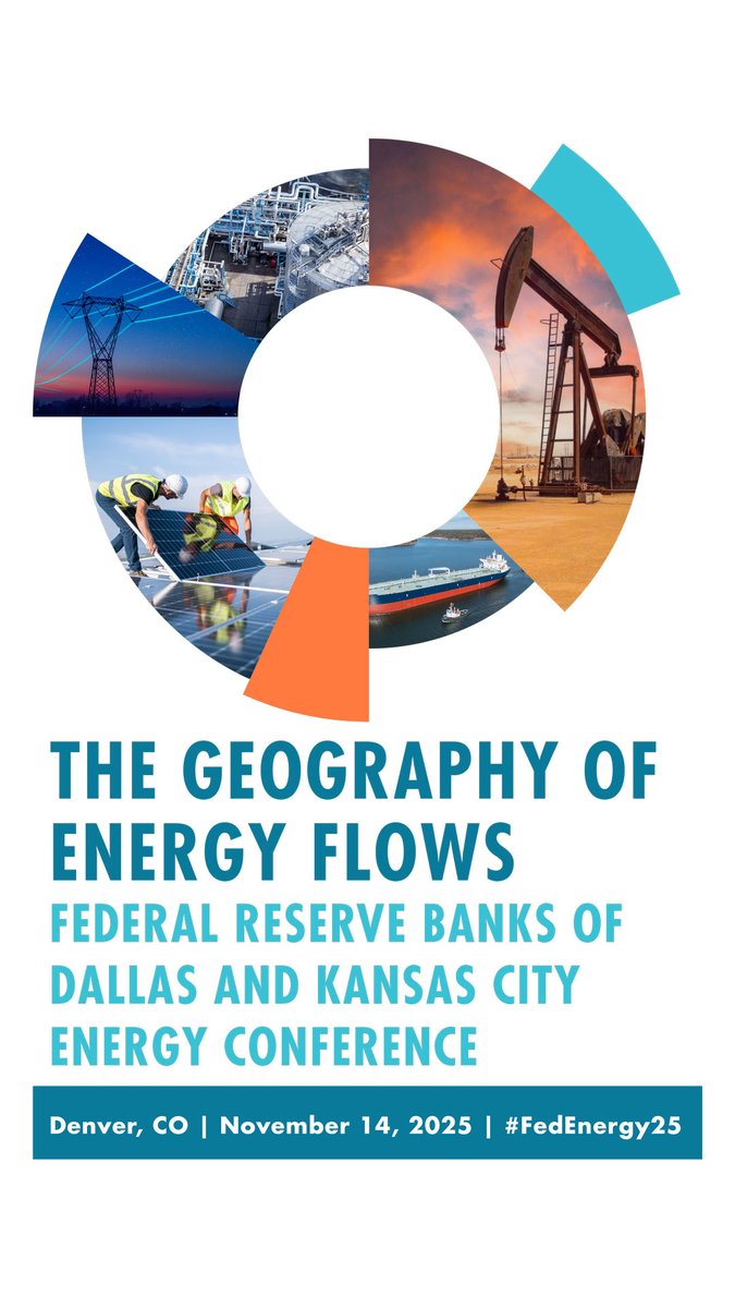 The Energy and the Economy Conference - co-hosted by the Kansas City Fed &amp; <a href="/DallasFed/">Dallas Fed</a> is coming up on Nov. 14. Attend virtually free of charge to follow presentations exploring how energy markets shape regional &amp; national economic performance. bit.ly/3JiOEXP  #FedEnergy