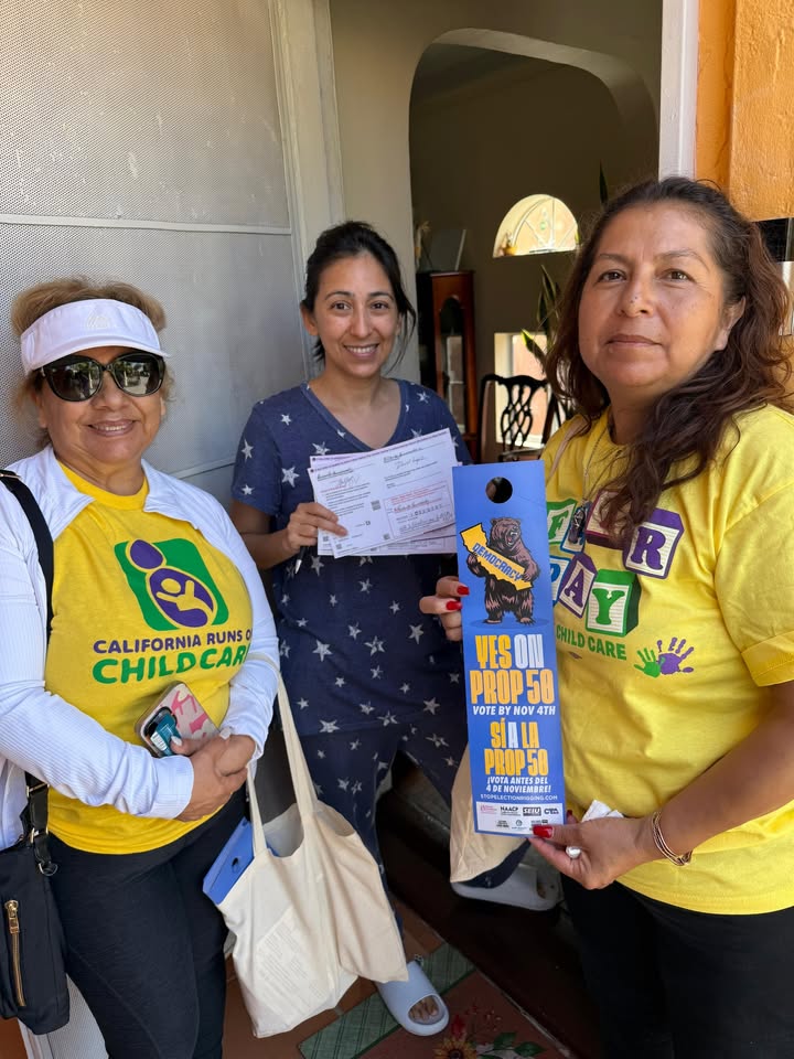 It's #ElectionDay and child care providers have been out in our communities encouraging our neighbors to vote YES on Prop 50 to put power back into the hands of the people and protect workers.