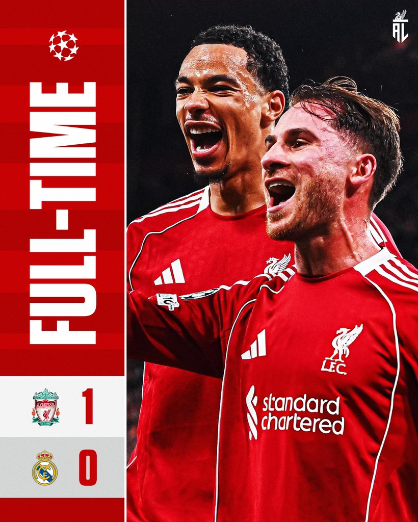 AnythingLFC_'s tweet image. FULL TIME: Liverpool 1-0 Real Madrid. 🔴

3 points secured against Real Madrid! WHAT A PERFORMANCE, REDS! 👏 #UCL