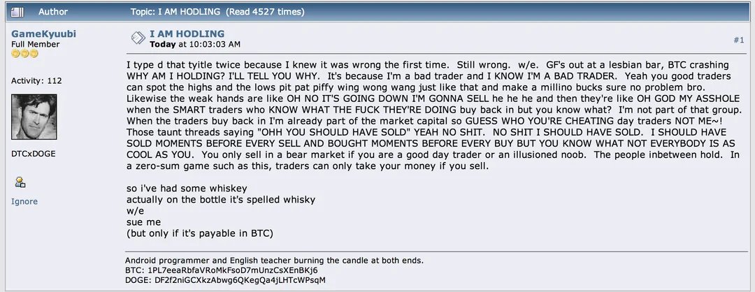 NO SHIT I SHOULD HAVE SOLD. 

But never forget, they can only take your money if you sell.

I'm not part of your game. I'M HODLING!