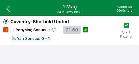 Coventry 2/1 ✍️💚

herkese açık bayi hesabımızda verildi. 

Bayi hesabımızı mutlaka takip edin <a href="/yusufgoldiddaa/">Yusuf Gold İddaa</a>